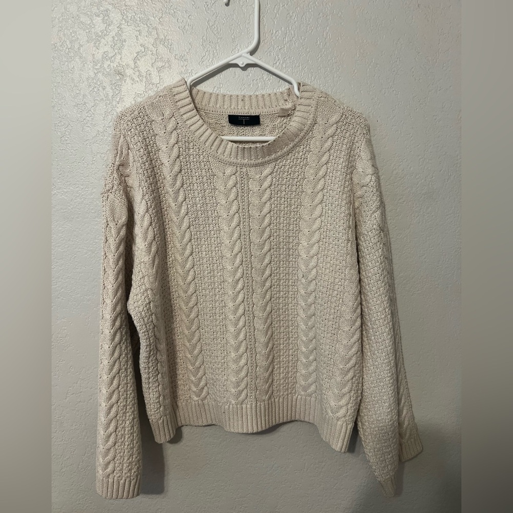 Tahari Textured Knit Sweater in Cream